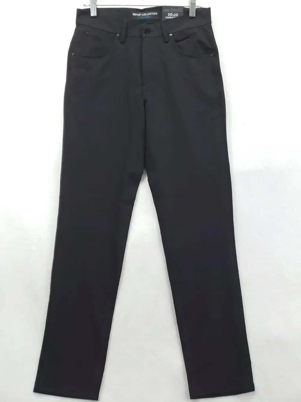 NEW Report Collection Pants Men 30x32 Black Modern Fit Stretch Wrinkle Resistant